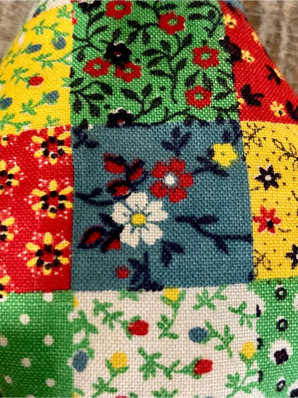 Vintage Handmade Patchwork Christmas Ornaments - Set of 4